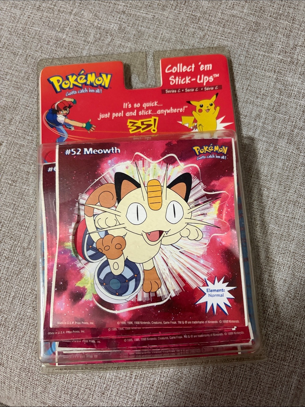 VINTAGE Pokemon Meowth Stick-Ups